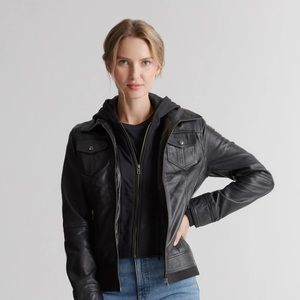 Quince Black Leather Jacket for Women
